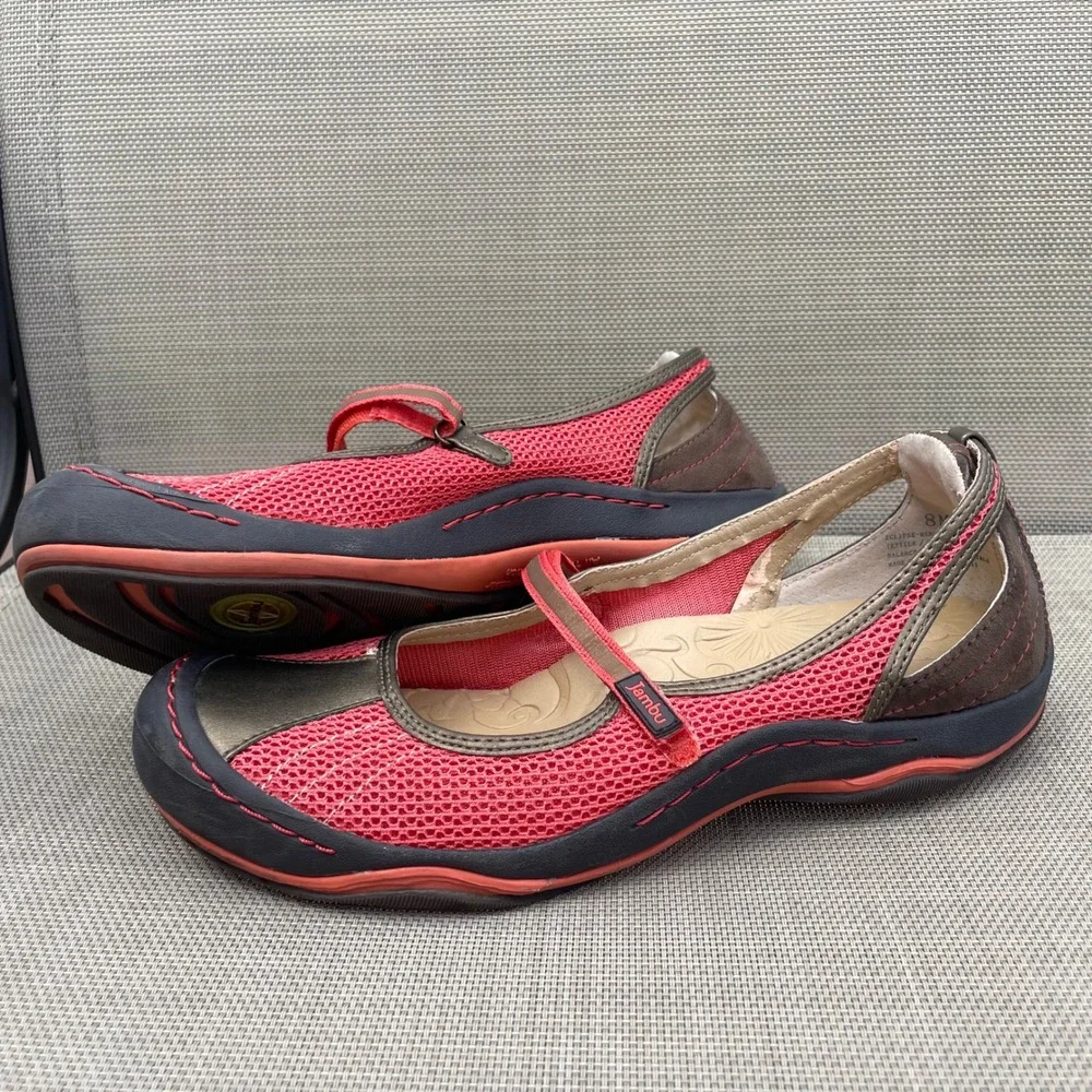 Jambu Eclipse Red Brown Mesh Mary Jane Flats Comfort Shoes Womens 8M